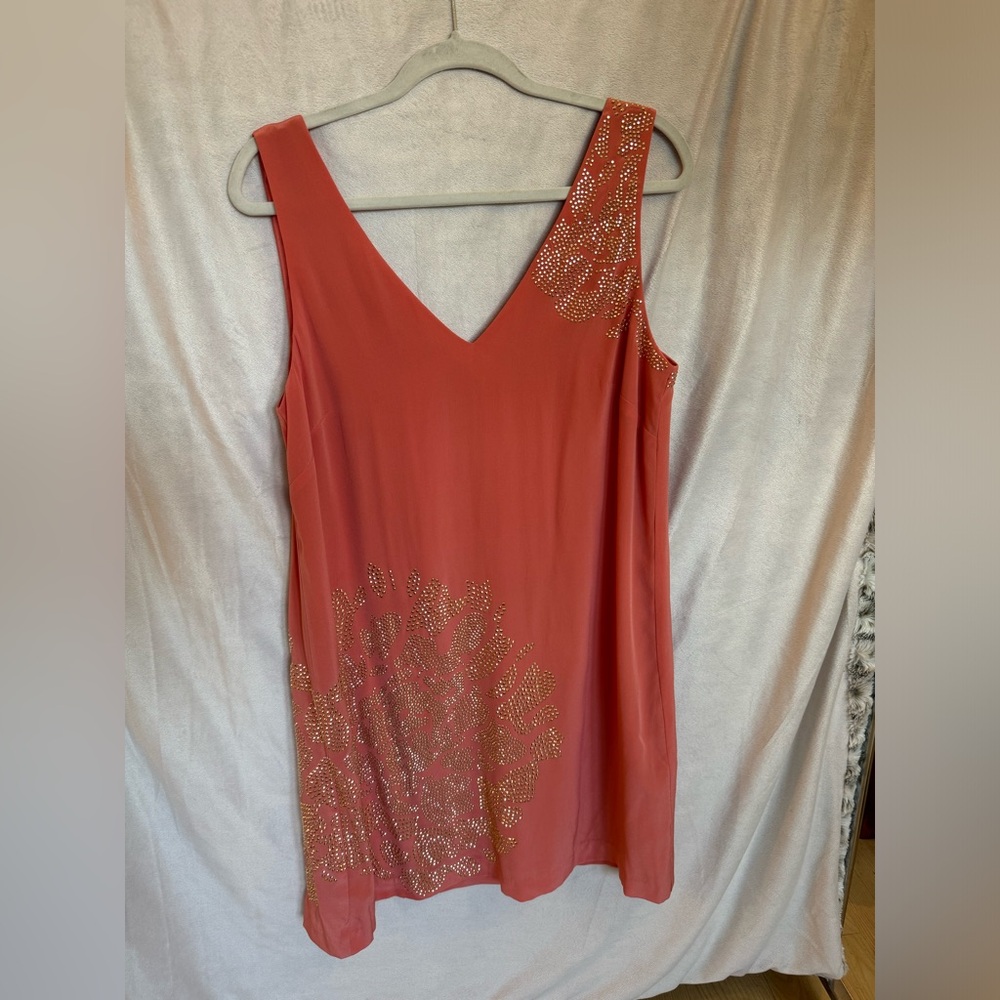 NEW TRINA TURK STUD EMBELLISHED SLEEVELESS V-NECK MINI DRESS